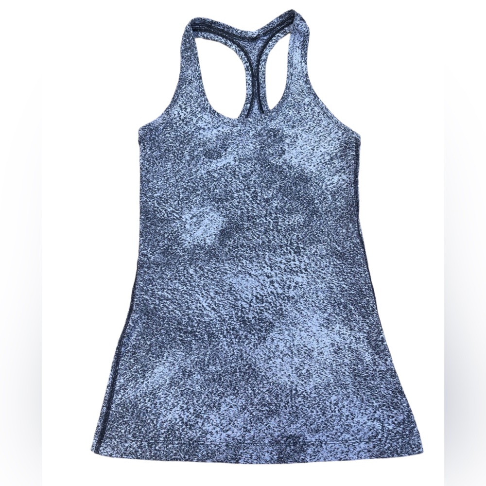 Lululemon Women's Cool Racerback II Size 4  Luon Spray Jacquard White Black 🍋🖤